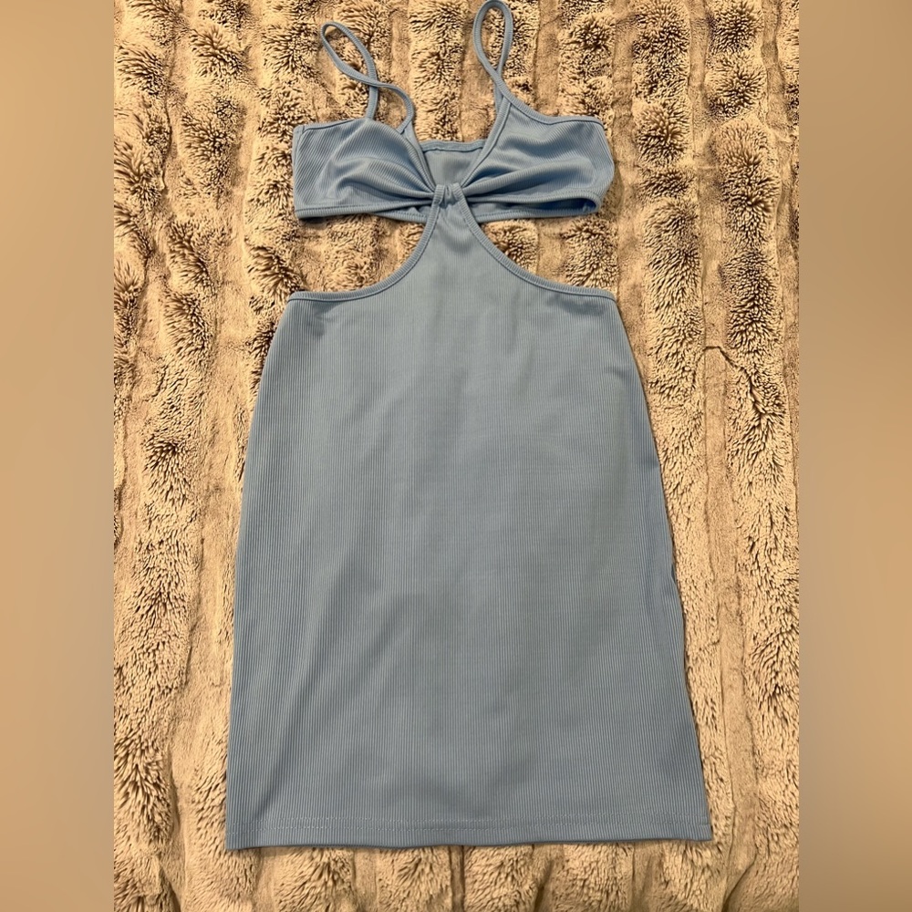 Shein Cut Out Dress - Light Blue